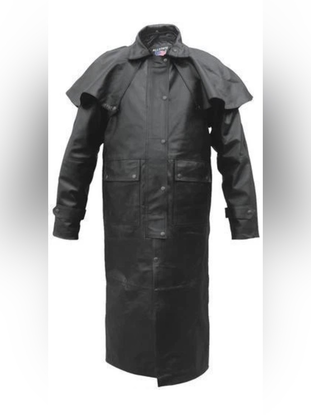 Men's Leather Western Motorcycle Duster Long Trench Coat